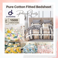 【DORMERE】Premium 1500TC Pure Cotton Fitted Bedsheet (Single /Queen /King Size) Cadar Cotton Cadar Ge