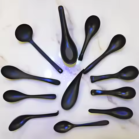 Melamine Dinnerware Black Frost Soup Spoon Turtle Shell Spoon Restaurant Household Melamine Spoon A5