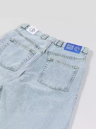 Y2K大男孩牛仔褲 潮男嘻哈卡通刺繡寬鬆褲 街頭風格男裝- N24短褲黑色【黑線】 S