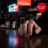 6 Piece Hip Hop Poker Rings Set - Gothic Skull Claw 8 Ball Statement Accessories for Men and Women