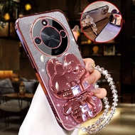 For Honor X9c 5G / X9b 5G / X9a 5G / X9 5G / X9 4G Phone Case with Crystal Lanyard+Cute Rabbit Stand