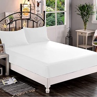 Plain white fitted bedsheet Semi-Double size (120cmX190CM)1900-48