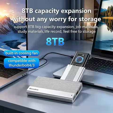 40Gbps USB4 M.2 NVMe SSD Enclosure PCIe 4.0 With Cooling Fan External Solid State Drive Box Thunderb