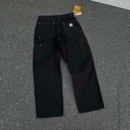 2023 Carhartt kaha Mỹ khai thác gỗ Hart lỏng rửa ống suông màu đen quần jean giản dị Quần bảo hộ lao