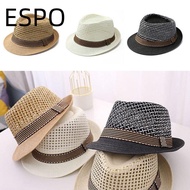 ESPO Sun Cap, Trilby Breathable Straw Fedora Hat,  Straw Short Brim Sun Hat Man