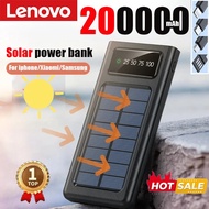 Lenovo 200000mah Solar Power Bank Built Cables Solar Charger 2 Usb Ports External With Led Light Sup