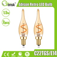 Retro Candle Led Bulb C22T 1.5W Spiral Filament Bulb 2200k E12 E14 Candelabra Base Flame Shape Bent