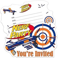 ERHACHAIJIA 20 PCS Nerf Gun Shaped Fill-In Invitations Cards With Envelopes, Funny Sweet Nerf Party Game Dart War Birthday Nerf Gun Battle Theme Party Invites For Boys Teens Adults Nerf Lover