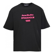 26SS ACNE STUDIOS Pink Flocking Letter Short Sleeve T-Shirt