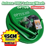 OPTUS Antena parabola 45 cm odu lubang mesh lengkap lnb &amp; kabel tanpa digital