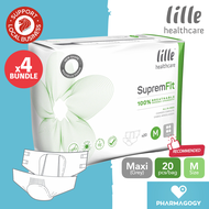 [4 Bags] Lille SupremFit Maxi Grey Adult Diapers M Size, 20pcs/bag (80cm - 130cm) Lille Grey Adult Diapers