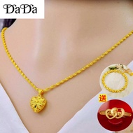 rantai leher emas 916 Gold original malaysia Necklace 999 Pure Gold Pendant Gift Bracelet + Ring Wed