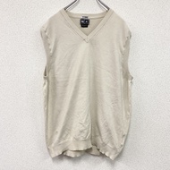 古著adidas棉質針織背心，米色，L碼