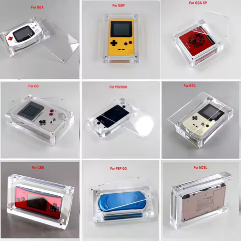 1set High Transparency Acrylic Magnetic Cover Console Storage Display Box for Gameboy GB GBA GBC GBM