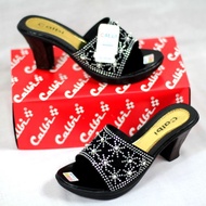 Sandal Wanita Calbi Heels - Sandal Hak Tinggi - Model Terbaru Anti Slip - Motif Kekinian Tidak Licin