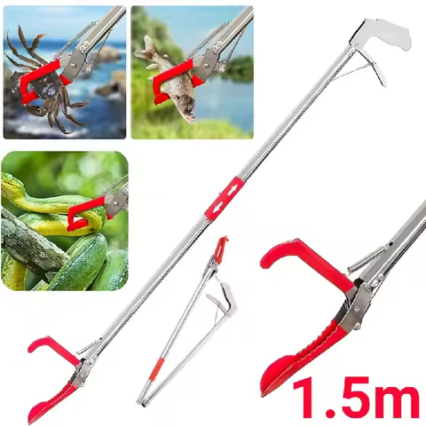 1.5m Foldable Snake Tongs Snake Catcher Tong Wide Jaw Stainless Steel Reptile Grabber Tool Snake Hoo