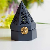Pyramid Wooden / Kayu Mabkhara incense burner with Bakhoor / incense / gaharu drawer