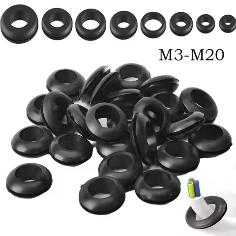 50-100pcs M3-M20 Wire Cable Protect Rubber O Rings Oil Sealing Grommet Gasket Hole Shim Washer Black