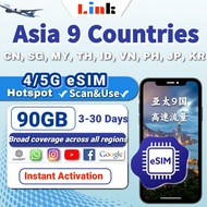 Asia Pacific 11 Destinations eSIM QR Code Activation | Daily Renew High-Speed 4G/5G Scan to Use Perf
