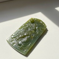 黃加綠翡翠精雕關聖帝君 | 天然翡翠A貨 | 送禮