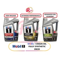 (100% ORIGINAL) MOBIL 1 ENGINE OIL 0W20 4.73L (ADVANCED FUEK ECONOMY / EXTENDED PERFORMANCE / HIGH MILEAGE) DEXOS NASCAR