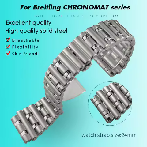 316L High Quality Stainless Steel Watch Band 24mm Fit for Breitling 42mm Dial Bracelet Chronomat B01