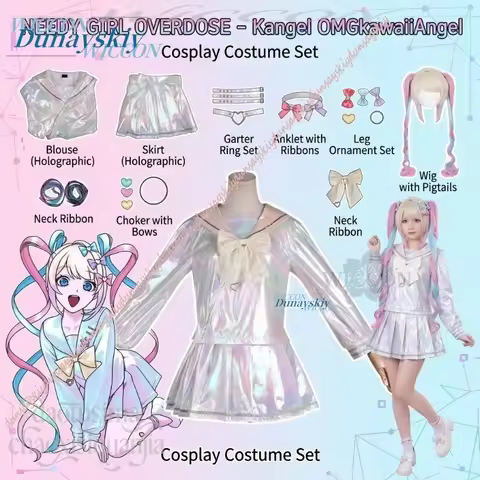 Anime Movie NEEDY OVERDOSE Cosplay Kangel OMGkawaiiAngel Costume Jirai Kei Styles Laser JK Dress Y2K