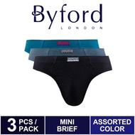 boxer lelaki (3 Pcs) Byford Men Brief 100% Cotton Men Underwear Assorted Colours - BUD303M