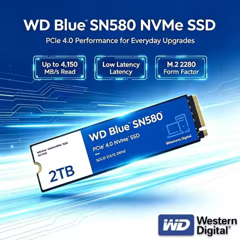 WD Original Western Digital WD SSD SN580 NVMe Blue 2TB 1TB 500GB PCIe 4.0 * 4 M.2 2280 Internal Soli