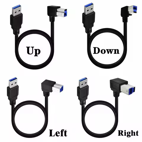 Super speed USB 3.0 Cable USB-A Male to USB-B 3.0 Male 90 Degree Angeld Type B Cable Replacement Usb