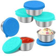 2/4/6/8pcs Salad To-Go Containers, 1.6oz 304 Stainless Steel Sauce Cups With Leak-Proof Silicone Lid