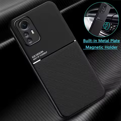 For Redmi Note 12S Case Car Magnetic Holder Leather Phone Case For Xiaomi Redmi Note 12S Note12S Sil