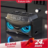 Bluetooth Speaker Bass LED Screen Clock S68 19W Subwoofer Amplifier Alarm Clock Bluetooth Speakers with Mic Support FM Radio xc