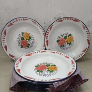 1 Lusin Piring Seng Enamel Jadul Piring Makan Diameter 20 cm dan 22 cm