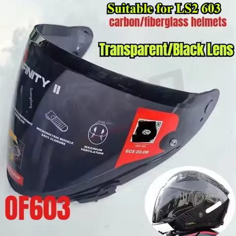 Original for LS2 OF603 INFINITY II Helmet Lenses OF603 Half Helmet Transparent Lenses Black Visors H