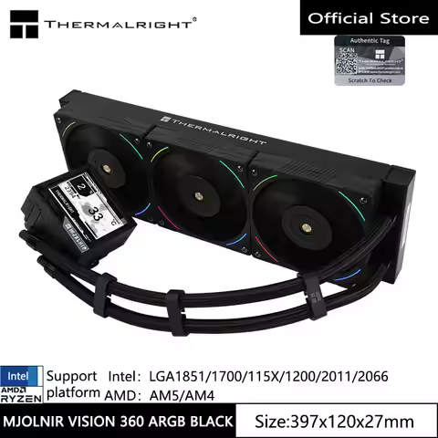 Thermalright MJOLNIR VISION 360 ARGB All-in-one water cooling radiator，3.5-inch LCD display, support