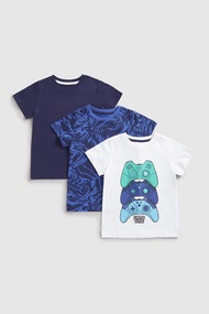 เสื้อยืดเด็กผู้ชาย Mothercare Level Up T-Shirts - 3 Pack HD189