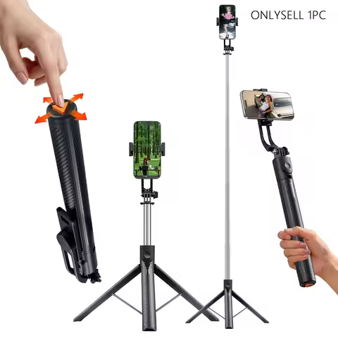 170cm Selfie Stick Tripod with One-Touch Base, Perfect for Travel, Vlogging, Live Streaming & Group 