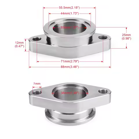 External Wastegate 38mm MV-R V Band Flange Adapter Kit Stainless Steel Car Universal 2 Bolt Turbo Fl