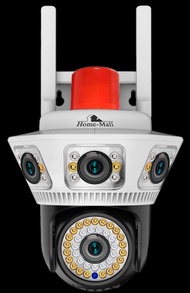 HOME-MALL กล้องวงจรปิด 3 เลนส์ 9MP หมุนได้ 360° มองเห็นกลางคืนสี สนทนาได้สองทาง รุ่น HM-L3-7 กล้อง W