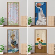 Simple Fabric Door Curtain Bedroom Partition Bathroom Toilet Punching Wind Curtain