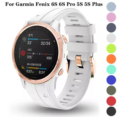 Wristband Replacement Strap For Garmin Fenix 7S 5S Plus 6S Pro Quick Fit Rose Gold Buckle Silicone 2