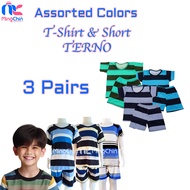 3️⃣💯 RICO ™️🔖 3 for 100 TERNO for KIDS Boy or Girl | 3 Pairs Assorted T-Shirt and Short Set | Spande