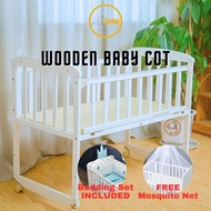 SIMI Wooden Baby Cot Single Layer Multifunction Rocking Crib Cradle Bed Sleeper Newborn Katil Kayu B