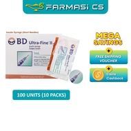 BD Ultra-Fine II Insulin Syringe Short NeedIes 10 units x 10 packs(1 BOX) [ 31g x 8mm, 1ml, for U-10