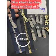 10 locking heads with COPPER TEETH (Aluminum teeth) No. 5, teeth 5 - garment accessories