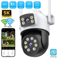 Dual Lens Dual Screen Ptz Ip Camera Outdoor 8mp Hd 4x Digital Zoom Ai Human Detection Wifi Cctv Surv