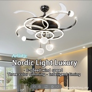 【In stock】[Starry Sky Fan Light] Ceiling Fan Light/LED Fan Light/Living Room Fan Light/Bedroom Fan L