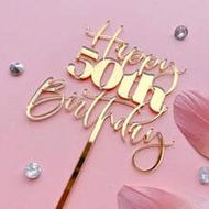 1pc/3pcs/5pcs Gold Happy 18/21/30/40/50/60/70th Birthday Cake Topper Plugin For Birthday Party Cake 