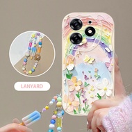 VRQR Phone Case for Tecno Spark 10 Pro 4G Spark 10C KI7 KI5q KI5k KT5m Oil Painting Rainbow Ice Crea